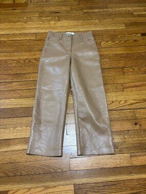 Aritzia Wilfred The Melina Vegan Leather Cropped Pants Tan Camel Size 0 25x22